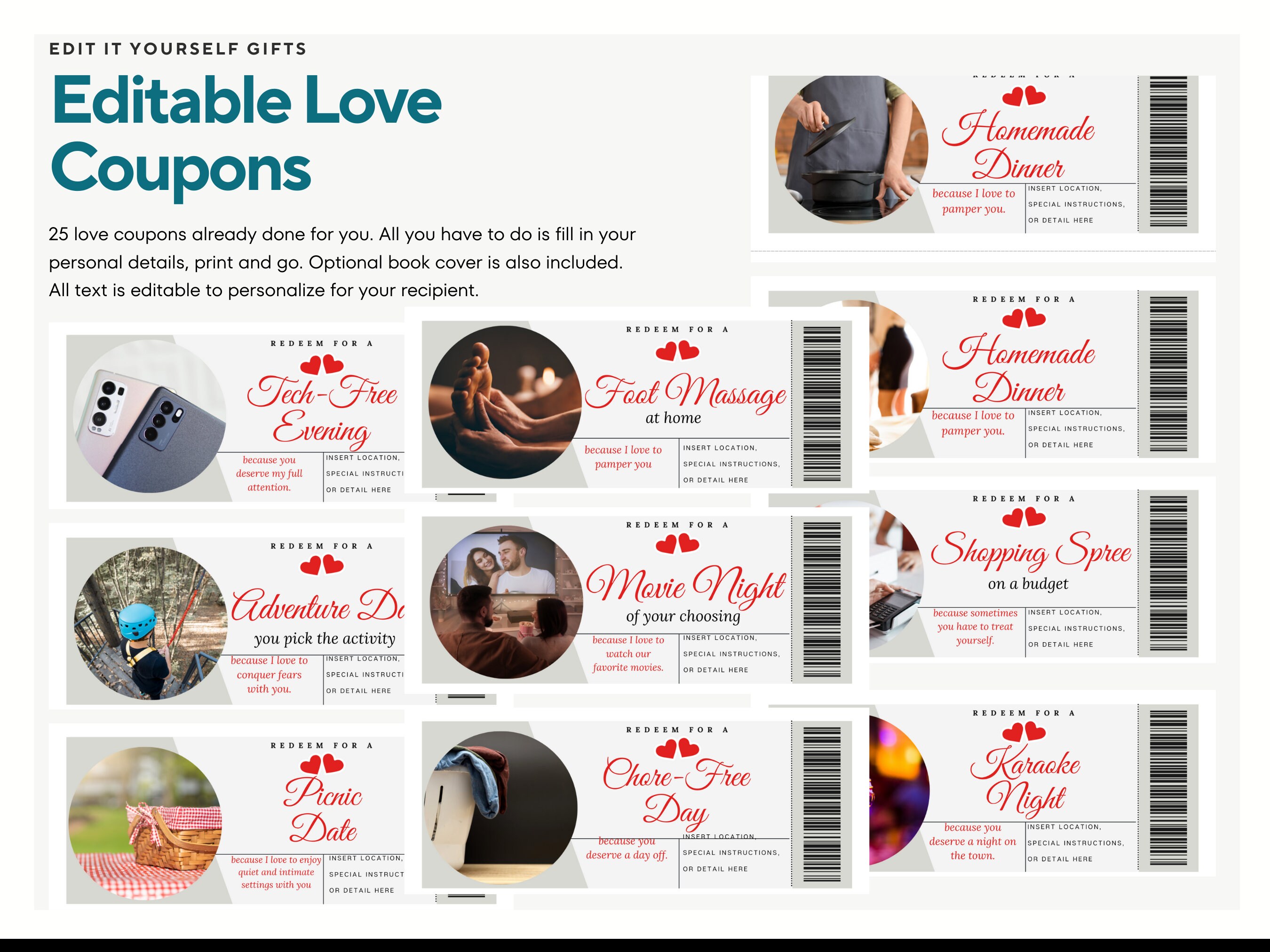 Editable Love Coupon Book L Printable Love Coupon L Couple