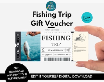 Fishing Trip Gift Voucher l Printable Gift Certificate l Editable Ticket l Fishing Trip Coupon l Gift Certificate l Instant Download l