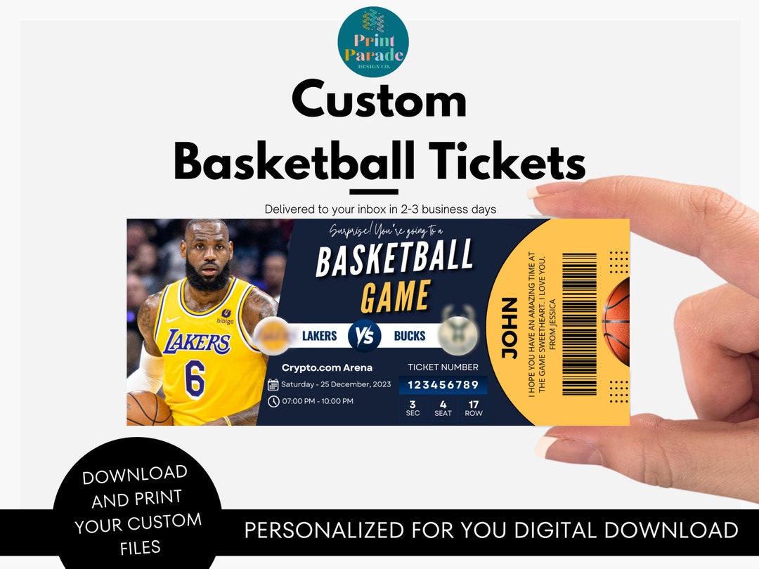 Personalized Basketball Game Ticket L Custom Tickets L Sports Tickets Custom Basketball Tickets