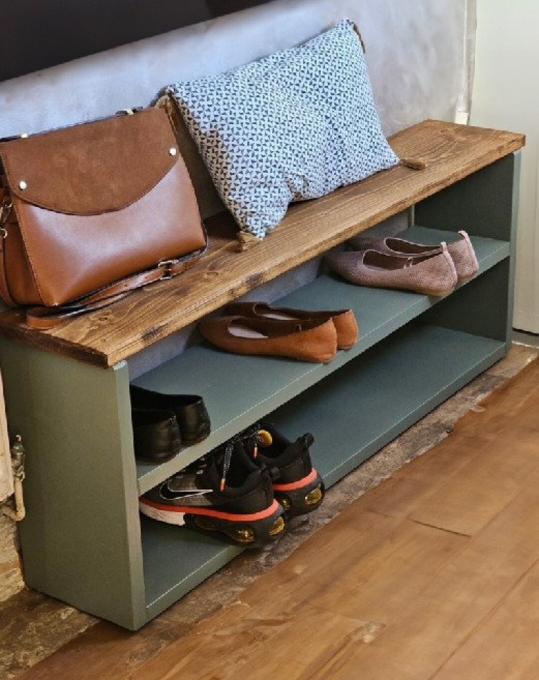 Bespoke Solid Rustic Shoe Bench Farmhouse Shoe Rack Handmade Rustic ...