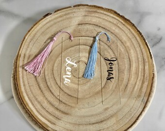 Personalized plexiglass bookmarks with tassels, personalized bookmarks, bookmarks with names, personalized bookmarks