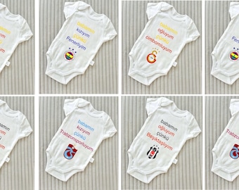 Besiktas, Trabzonspor, Fenerbahce and Galatasaray Personalized Baby Bodysuit, Besiktas, Trabzonspor, Fenerbahce and Galatasaray Baby Clothing