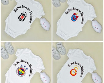 Besiktas, Trabzonspor, Fenerbahce and Galatasaray Personalized Baby Bodysuit