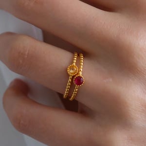 Natural Ruby Ring, Minimalist July Birthstone, Tiny Red Stone Ring, Dainty Ring, Christmas gifts