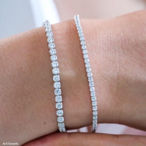 Dainty diamond cz tennis bracelet, 2mm & 3mm tennis bracelet, Minimalist white tennis bracelet, Birthday gifts