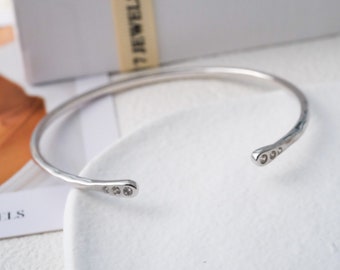 Dainty silver cuff bracelet, Minimalist bangle bracelet, 925 silver bracelet , Gift for women, Gift for her