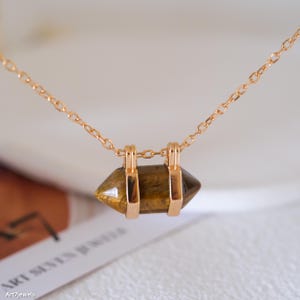Tigers Eye Herkimer Necklace, Genuine Tigers eye necklace, Brown necklace, Gold necklace, Gift for her
