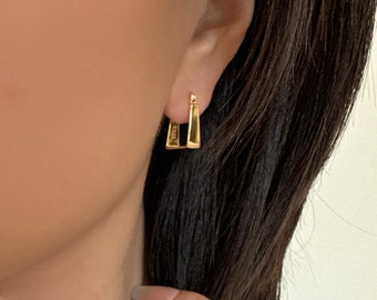 Créoles carrées - Créoles délicates - Créoles en or - Boucles d'oreilles Huggie - Boucles d'oreilles en argent 925 - Cadeau pour elle - Meilleurs cadeaux pour femme