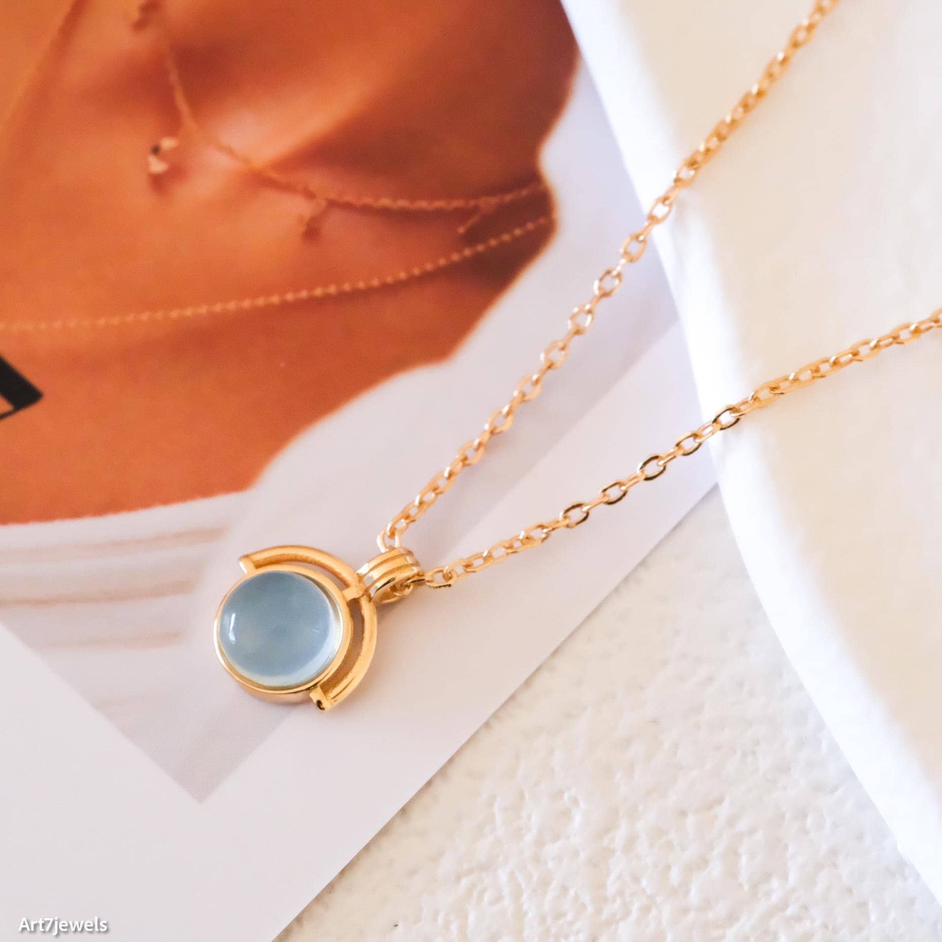 Minimalist gold aquamarine necklace, Blue aquamarine pendant, Gemstone necklace, Birthstone necklace, Silver necklace, Gift for her