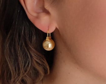 Orecchini A Goccia Perle AAA 16mm Orecchini A Goccia Con Perla Rosa Mare Del Sud - Oro 14kt, Diametro 16mm, Perfetti Per Un Look Elegante Orecchini Perla Rosa - Foto 13