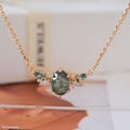 Gold Moss Agate Necklace, Natural moss necklace, Green Stone necklace, Sterling Silver Oval Pendant, Christmas gifts product logo
