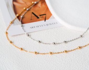 Dainty satellite necklace, Gold satellite chain, Layered necklace, Dainty necklace, Choker necklace, 925s silver necklace, gifts for her