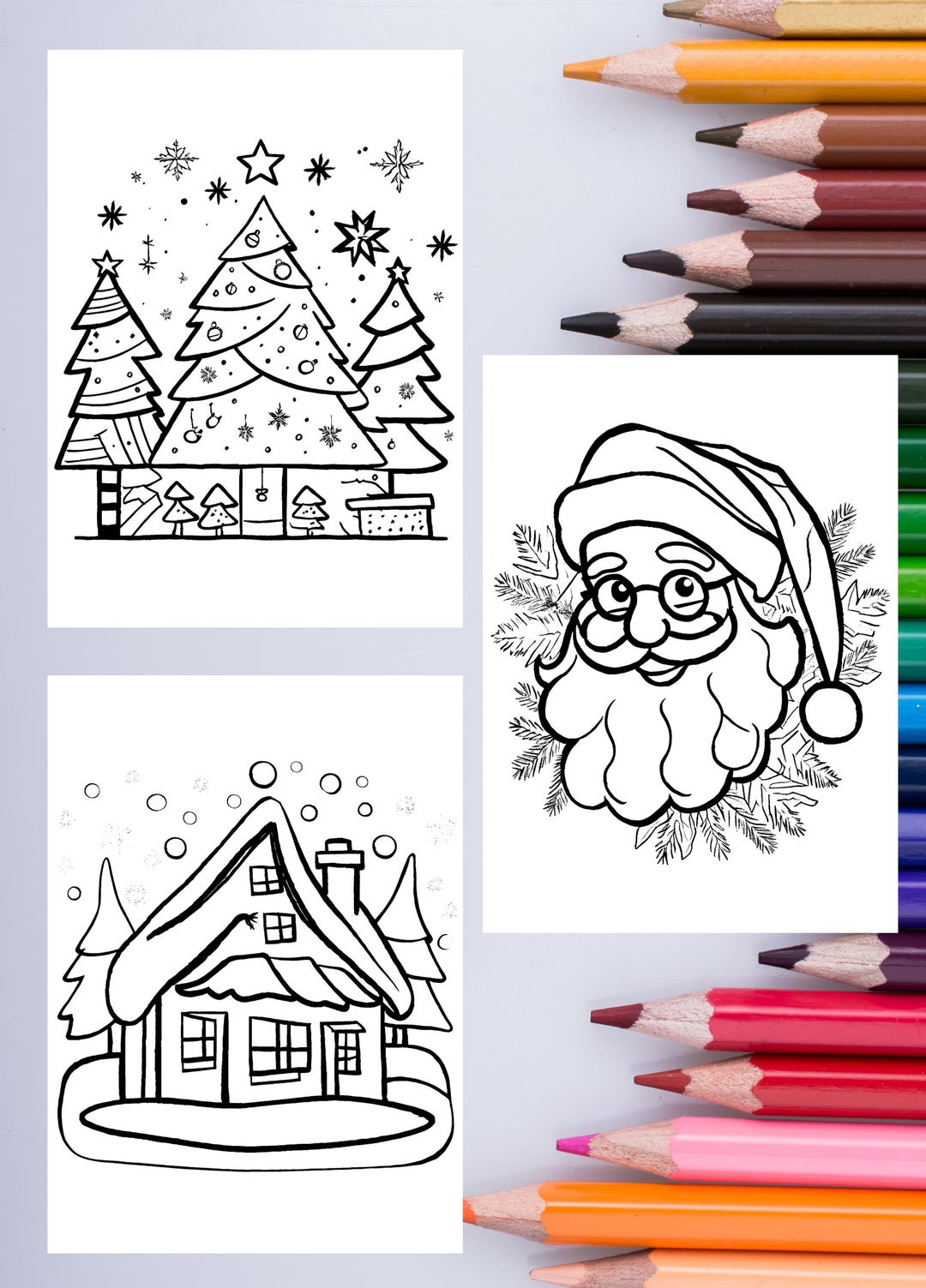Coloring Christmas Picture Printable Page Digital File - Etsy