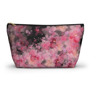 Makeup Bag, Accessory Bag, Cosmetic Bag, Pink Sakura Toiletry Bag, Gifts for Her, Host Gifts,  Bag, Black And Pink Bag