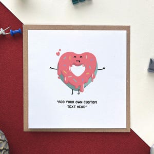 Tarjeta de aniversario de donut: personalícela con su propio texto, tarjeta para novia y novio, tarjeta de San Valentín con donut.