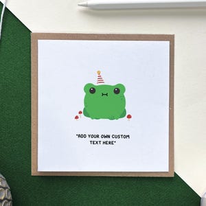 Tarjeta de cumpleaños de rana verde: personalízala con tu propio texto, tarjeta de cumpleaños para novia, ilustración tierna de una rana
