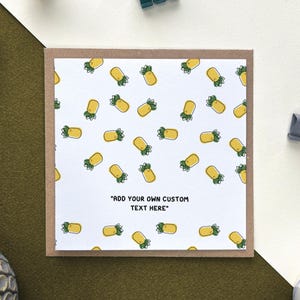 Ananas Grußkarte - Muster Gestalten | Individueller recycelter Umschlag inklusive | Hinweis-Karte | Jeden Tag kommt Blank nach Innen