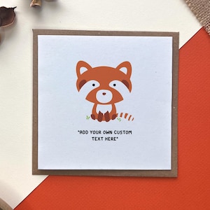 Verjaardagskaart vriendin rode panda: personaliseer met je eigen tekst, verjaardagskaart, charmante illustratie van een rode panda