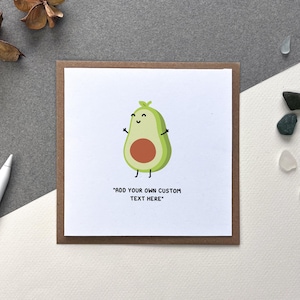 Tarjeta de cumpleaños de aguacate: personalízala con tu propio texto, tarjeta de cumpleaños número 30, lindo aguacate que ofrece un abrazo