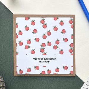 Tarjeta de felicitación de manzana personalizada - Patrón / Tarjeta de verduras encantadora personalizada / Tarjeta de nota / Cumpleaños viene en blanco por dentro