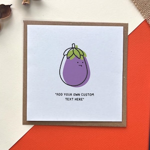 Auberginen Grußkarte - Gemüsekarte | Aubergine | Herzerwärmend personalisiert alle Gelegenheiten | Quadratische Karte | kommt innen blank