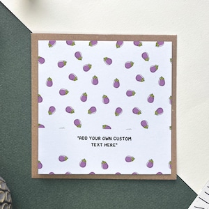 Tarjeta de aniversario de berenjena: personalízala con tu propio texto, tarjeta de agradecimiento, linda ilustración de una berenjena