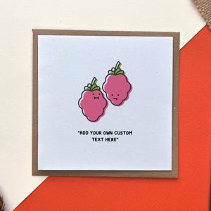 Framboos-wenskaart aanpassen - kunst | Heerlijke fruitverjaardagskaart | Gerecycled | Alle gelegenheden zijn blanco van binnen