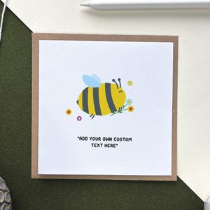 Tarjeta de cumpleaños de abeja: personalízala con tu propio texto, tarjeta de cumpleaños para novia, día de la madre, tarjeta para novio, tarjeta con flores