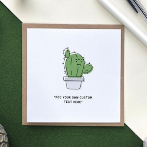 Carte de pendaison de crémaillère succulente - personnalisez-la avec votre propre texte, carte d'anniversaire de petit ami, adorable illustration d'un cactus