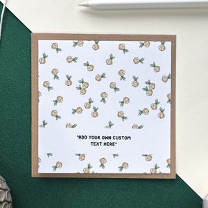 Linda tarjeta de agradecimiento de cebolla: personalízala con tu propio texto, tarjeta de cumpleaños para tu pareja, adorable ilustración de una cebolla