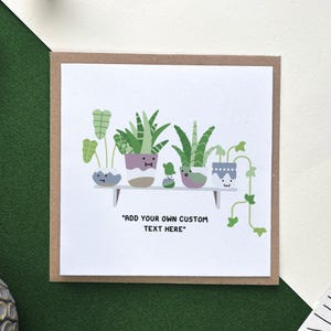 Cartão de aniversário com planta doméstica - Personalize com seu próprio texto, Cartão de aniversário para namorada, Dia das Mães, Cartão para namorado, Plantas, Suculentas