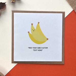 Tarjeta de cumpleaños de plátano: personalízala con tu propio texto, tarjeta para tu mejor amigo, linda ilustración de un racimo de plátanos