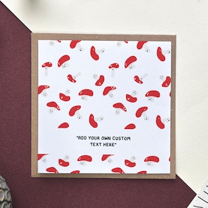 Tarjeta de cumpleaños de hongos rojos Personalízala con tu propio texto, tarjeta de cumpleaños número 21, linda ilustración de un hongo