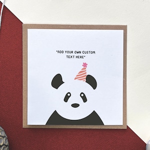 Tarjeta de nuevo trabajo de Panda: personalízala con tu propio texto, tarjeta de felicitación de cumpleaños, ilustración feliz de un panda celebrando