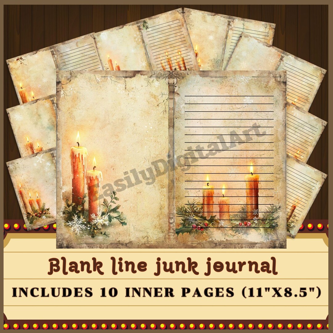 Vintage Christmas Junk Journal Pages Snowflake Accents Shabby Chic ...