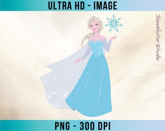Gefrorene Prinzessin Aquarell hochauflösende transparente PNG-Bild Premium-Qualität Digital File Download Clipart FRDD04