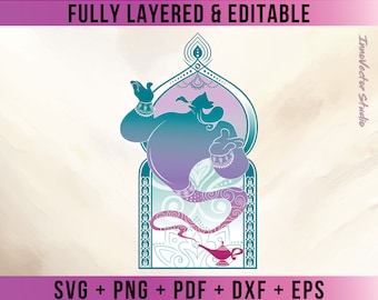 Genie Premium Layered SVG Vektor für Cricut und Silhouette Digitale Datei Download Png Pdf Dxf Clipart ALDD17