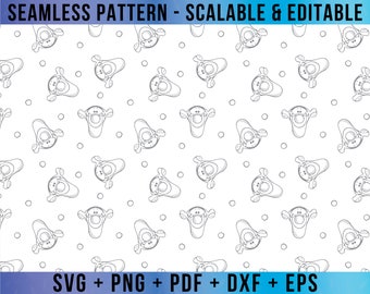 Tigger Pooh Seamless Pattern Editable SVG Vector for Cricut and Silhouette Digital File Download Png Pdf Dxf Eps WTPDD32