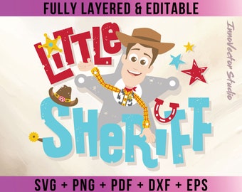 Little Sheriff Cowboy Premium Layered SVG Vector for Cricut and Silhouette Digital File Download Png Pdf Dxf Clipart TSTDD10