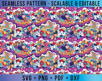 Minnie Seamless Pattern Editable SVG Vector for Cricut and Silhouette Digital File Download Png Pdf Dxf Eps MMDD96