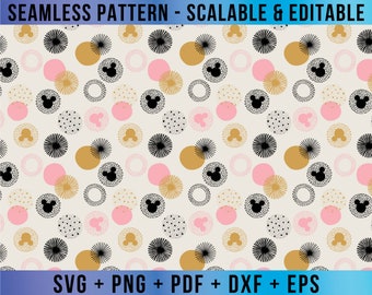 Mickey Boho Polka Dots nahtlose Muster bearbeitbar SVG Vektor für Cricut und Silhouette Digitale Datei Download Png Pdf Dxf Eps MMTT48