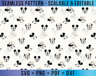 Minnie Seamless Pattern Editable SVG Vector for Cricut and Silhouette Digital File Download Png Pdf Dxf Eps MMDD27