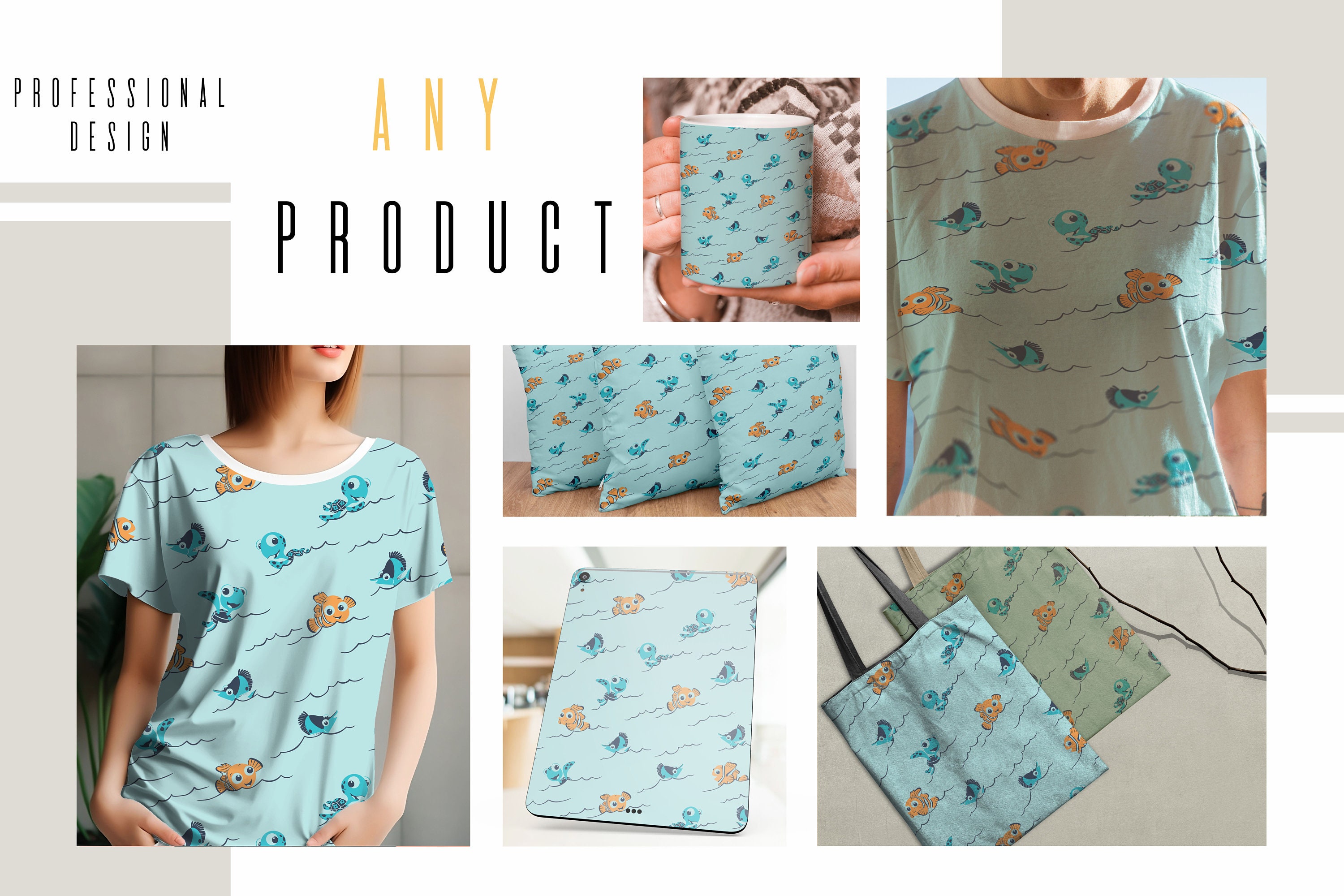 Nemo Seamless Pattern Editable SVG Vector for Cricut and Silhouette ...