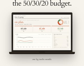 50/30/20 Budget Tabelle, Excel & Google Sheets, Bedarfsliste, 70/20/10 Budget Vorlage, Monatlicher Jahresbudgetplaner