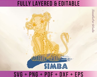 Vecteur SVG en couches premium Le Roi Lion pour Cricut et téléchargement de fichier numérique Silhouette Png Pdf Dxf Clipart LKDD31