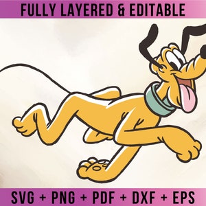 Puede incluir: Una ilustración de dibujos animados de un perro amarillo con orejas negras y una lengua rosa que sobresale. El perro está corriendo y lleva un collar azul claro.