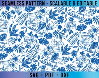 Stitch Seamless Pattern Editable SVG Vector for Cricut and Silhouette Digital File Download Png Pdf Dxf Eps STHDD05