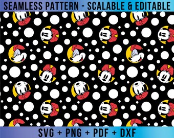 Minnie Dots Seamless Pattern Editable SVG Vector for Cricut and Silhouette Digital File Download Png Pdf Dxf Eps MMDD83