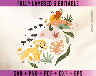 Lion King Premium Layered SVG Vector for Cricut and Silhouette Digital File Download Png Pdf Dxf Clipart LKDD19