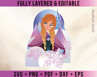 Frozen Premium Layered SVG Vector for Cricut and Silhouette Digital File Download Png Pdf Dxf Clipart FRDD30